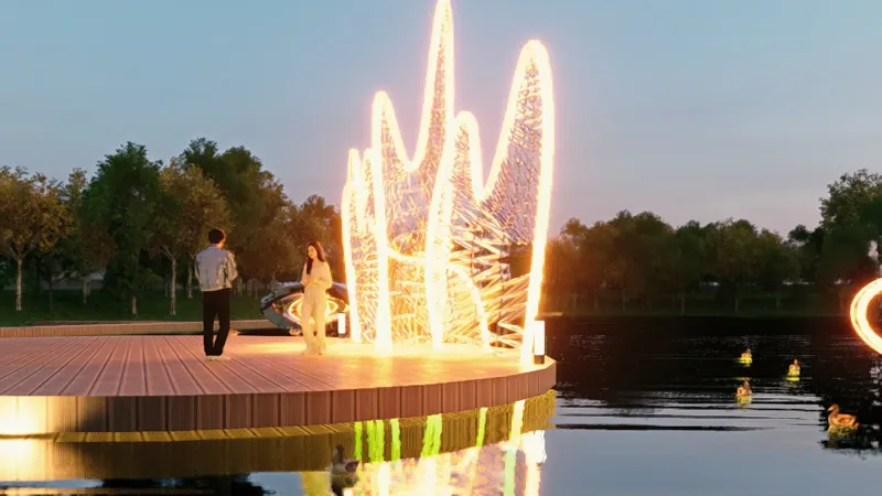 Parque de los lagos: recorridos de madera sobre el agua